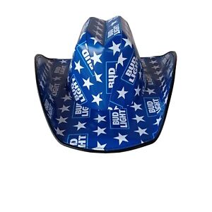 Bud Light Blue Cowboy Hat Beer Box Cardboard New With Tags One Size Adult Stars