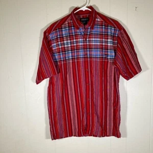 Vintage funky Striped mixed print Men's short sleeved casual button down Shirt - Picture 1 of 9