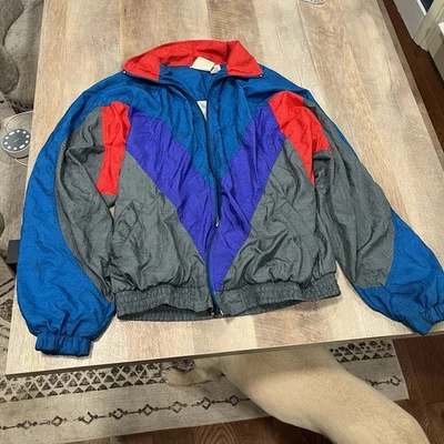 Chaqueta cortavientos retro vintage Activewear ligera roja y azul talla grande años 90 Foto 1 de 4