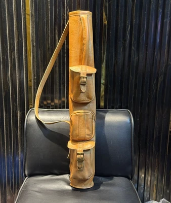 Vintage Leather Sunday Golf Bag with Two Pockets, Handmade Golf Club Carry Bag - Photo 1/4
