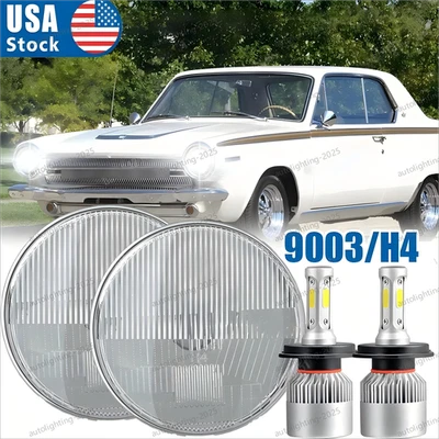 NUEVOS faros redondos de 7 pulgadas haz alto/bajo con bombilla H4 para Dodge Dart 1964-1976 Foto 1 de 4