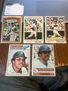 5 ct. Reggie Jackson 1972 1977 1978 1979 Topps Card Lot Low-Mid Grade Yankees - Bild 1 von 6