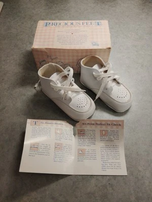 Zapatos de bebé Buster marrón vintage cuero blanco talla 2 en caja Foto 1 de 4