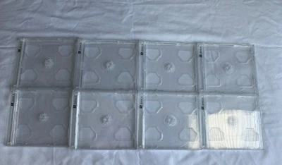 标准双 CD 珠宝盒 2 光盘带托盘 8 件装透明保护套 — 第 1/4 张图片