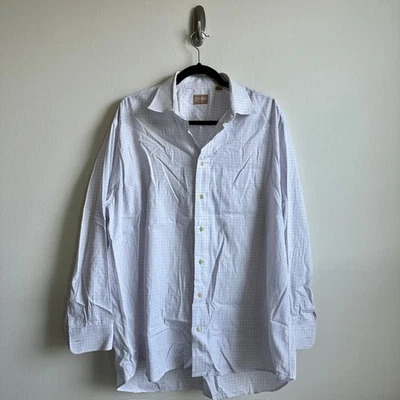 Camisa Gitman Bros Para Hombre 17.5 34 Azul Blanco Cuadros Abotonada Hecha en EE. UU. Clásica Foto 1 de 4