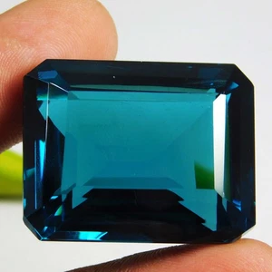 Certified 85.80 Ct Natural Teal Blue Indicolite Tourmaline Emerald Cut Gemstone - Picture 1 of 13