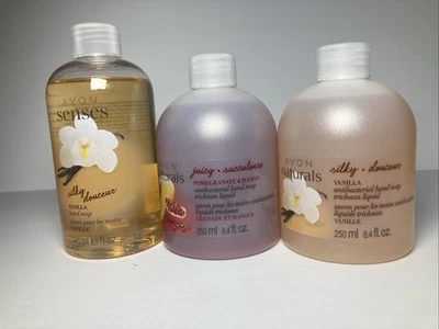 3 bombas de jabón líquido de manos Avon Senses/Naturals vainilla/granada 8,1/8,4 fl oz 2 Foto 1 de 4