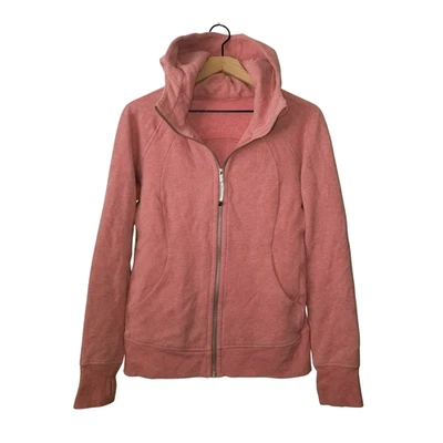 Lululemon SCUBA Hoodie Heathered Cherry Tint Pink Full Zip Cotton Terry Size 10 - Image 1 of 4