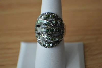 1.50ct Natural Green Diamond Ring Platinum Plated over Fine Silver Size 7 - Image 1 of 4