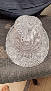 Fair Weather hat Black &.White plaid fedora tuxed Med Great Cond. - Picture 1 of 6