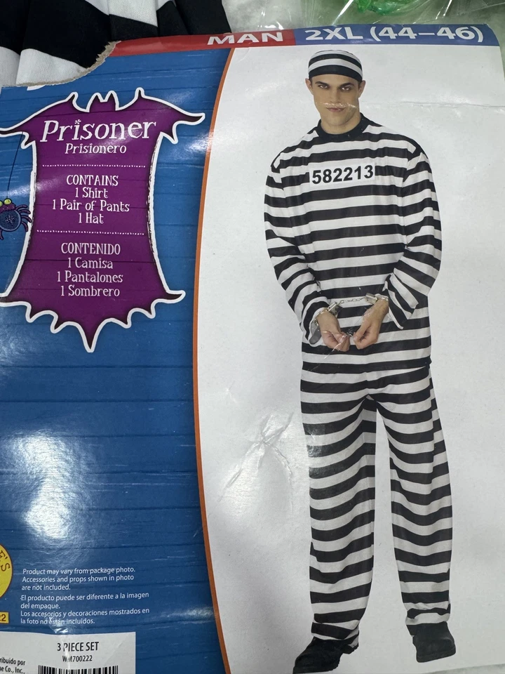 Мужской костюм заключенного заключенного для взрослых - Изображение 1 из 2