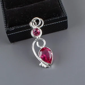 Pink Tourmaline Gemstone 925 Sterling Silver Jewelry Elegant Pendant For Wedding - Picture 1 of 6