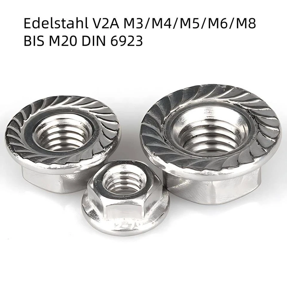 Sperrzahnmutter Sicherungsmutter M3/M4/M5/M6/M8 BIS M20 DIN 6923  Edelstahl V2A - Bild 1 von 4