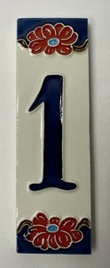"Casa de azulejos número 1 rojo azul flor cerámica aproximadamente 6x2""" - Imagen 1 de 5