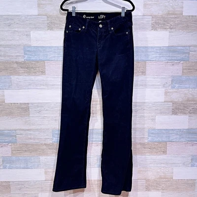 LOFT Curvy Boot Cut Corduroy Pants Black Mid Rise Cotton Stretch Womens 0 25 - Image 1 of 4