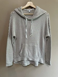 dELiA*s Brown Cream Waffle Knit Striped Hoodie Front Pocket Size Small Y2K - Picture 1 of 7