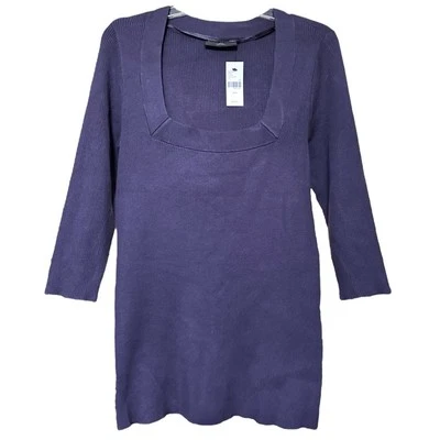 Suéter Lane Bryant Mujer 14/16 Púrpura Acanalado Tejido Manga 3/4 Cuello Cuadrado Nuevo Foto 1 de 4