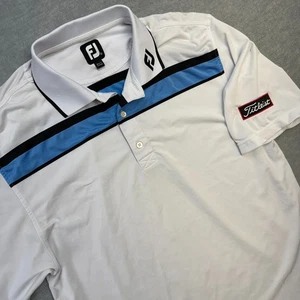 Footjoy Golf Polo Shirt Men Medium White Tour Issued Collar Titleist Performance - Picture 1 of 14