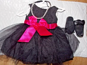 Schwarzes Partykleid für 18 Zoll Puppe American Girl My Life OG Puppe mit Schuhen & Halskette - Bild 1 von 3