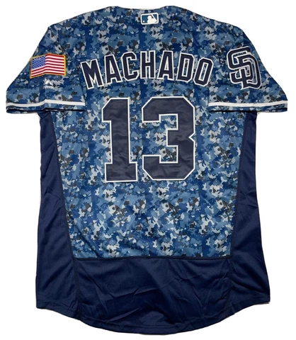 PADRES JERSEY #13 MANNY MACHADO SIZE M-2XL STITCHED SAN DIEGO CAMO BLUE Cover