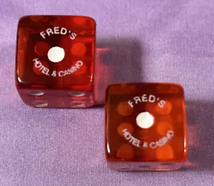 RARE Fred's Hotel & Casino RENO, NEVADA Gambling Dice - Set of 2 - 7 DAY SALE - Picture 1 of 3