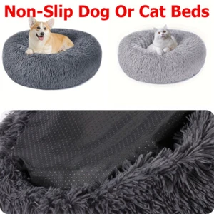Non-Slip Dog Or Cat Beds Calming Indoor Cat Bed Pet Sofa Round Cushion Cuddler - Picture 1 of 21