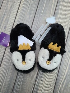Kensie Girl - Penguin Slippers / House Shoes - Size 9/10 - Color Black - Picture 1 of 6