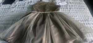 Bonnie Jean Mesh Dress Tulle Sequins 14 Gold NWT - Picture 1 of 10