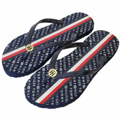 NUEVO CON ETIQUETAS SANDALIAS CHANCLAS TOMMY HILFIGER AUTÉNTICAS PARA MUJER AZUL MARINO TALLA 10 Foto 1 de 3