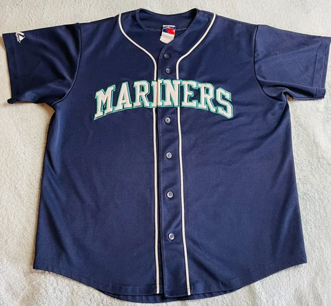 Seatle Mariners Short Sleeve Jersey by Majestic, Blue, XL, Extra Large (?) Cover