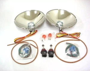 1933 1934 Ford Quartz Halogen Headlight Reflector Conversion Kit w/ Turn Signal - Picture 1 of 4