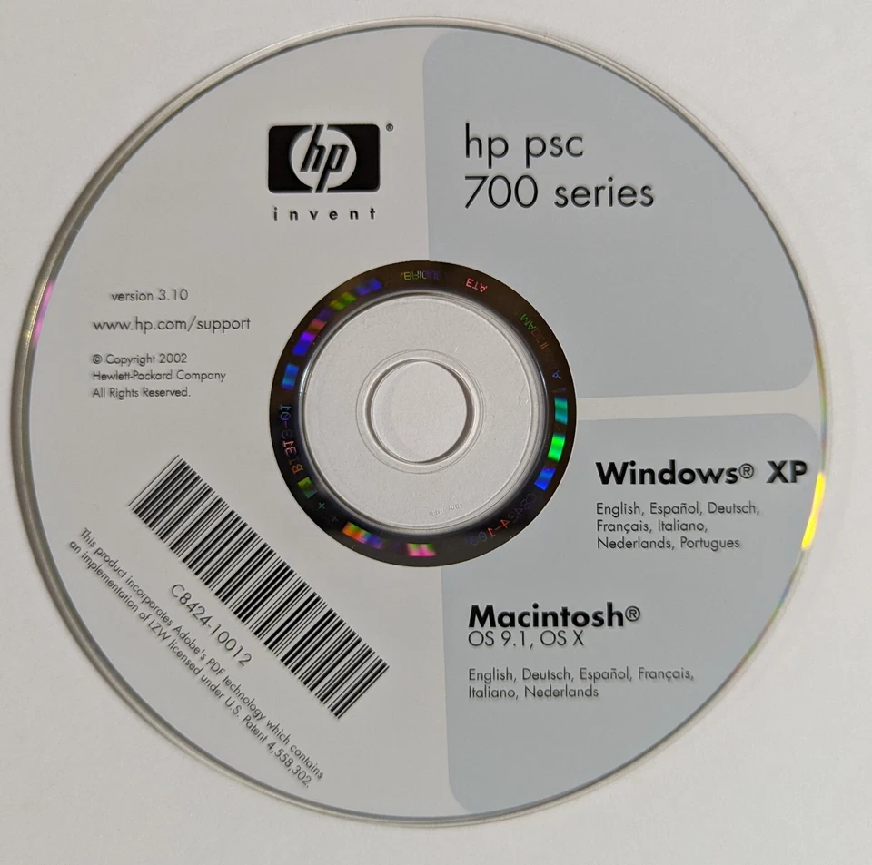 CD V 3.10 HP PSC 700 Series instalação Windows XP e Mac OS 9.1 - Imagem 1 de 1