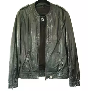 Chaqueta de cuero de diseñador Tigha 100 % cuero de cordero para hombre talla mediana - Imagen 1 de 12