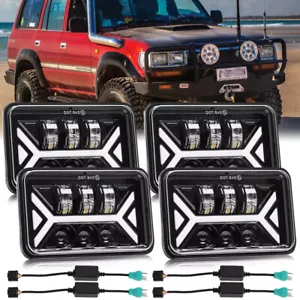 4pcs For Toyota Landcruiser 61 62 80 Series 4x6 INCH LED Headlights w/Adapters - Picture 1 of 16