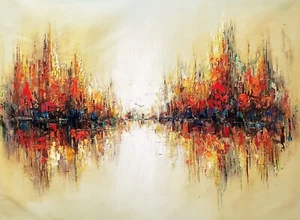 Abstract #3F-eb06, 36x48, 100 % handbemaltes Ölgemälde auf Leinwand - Bild 1 von 6