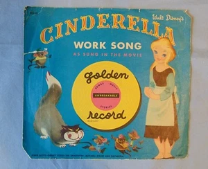 Cinderella Work Song Vintage Walt Disney Little Golden Record Yellow 45 RPM - Picture 1 of 3