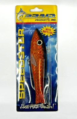 Señuelo de arrastre de agua salada Braid Speedster 6" NEGRO/NARANJA, NOS, paquete original Foto 1 de 4