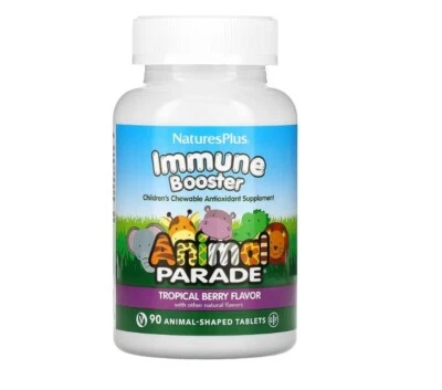 NaturesPlus, Animal Parade, refuerzo inmunológico infantil, baya tropical, 90 comprimidos Foto 1 de 2