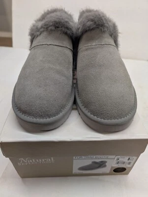 Zapatillas botín de gamuza con ribete de piel Natural Reflections zapatos para mujer 9 grises Foto 1 de 4