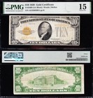 VERY NICE Bold Choice Fine+ 1928 $10 GOLD CERTIFICATE! PMG 15! FREE SHIP! 30599A