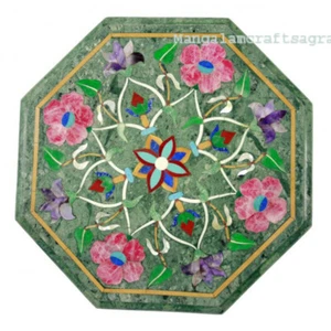 18" Marble Corner side Table Top Pietra dura Inlay Handmade Home Decor - Picture 1 of 1