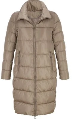 ALBA MODA Damen Long-Steppjacke Steppmantel sand Stehkragen warm Gr 38 NEU HA41 - Bild 1 von 4