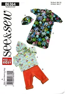 Butterick See & Sew B6364 Infant Jacket, Pants, Bunting, Hat Sz NB-XL UNCUT EASY - Picture 1 of 3