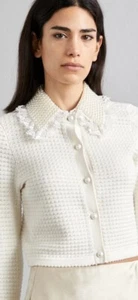 Alice + Olivia Noella Embellished Sweater White  Cardigan size S NWOT - Picture 1 of 15
