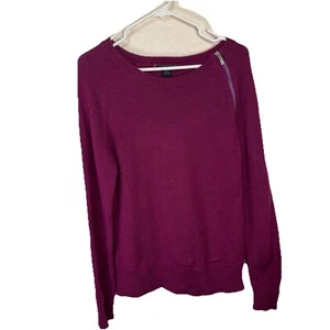 Ariat Womens Merino Wool Blend Purple Pullover Sweater Casual Zipper Detail Sz M - Picture 1 of 10
