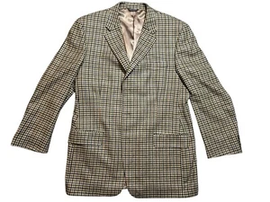 Harold Powell Mens 100% Cashmere Blazer Jacket HoundsTooth 46L Made In Canada - Picture 1 of 14