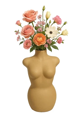 HOMESTORE Cabana Cream Female Body Flowers Vase / Ornament / Sculpture Home Decor Gift