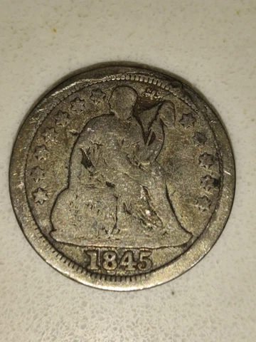 1845-O Seated Liberty Silver Dime Rare Key Date New Orleans Good Detail Cleaned Cover