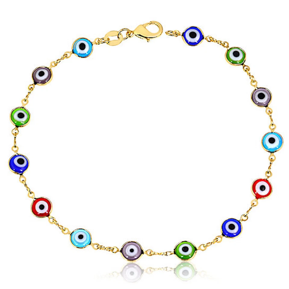   Tornozeleira EVIL EYE CHEIA DE OURO 18K 10" / TOBILLERA DE OJO DE LA BUENA SUERTE 10" - Imagem 1 de 3