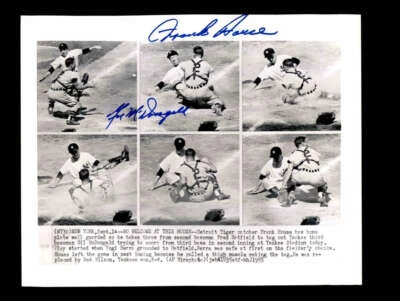 Foto de cable original firmada por Gil McDougald Frank House 1955 8x10 de los Tigres de Detroit  Foto 1 de 2